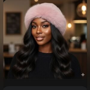 Hat Furry Soft Pink Vegan Mongolian Fur Bucket New